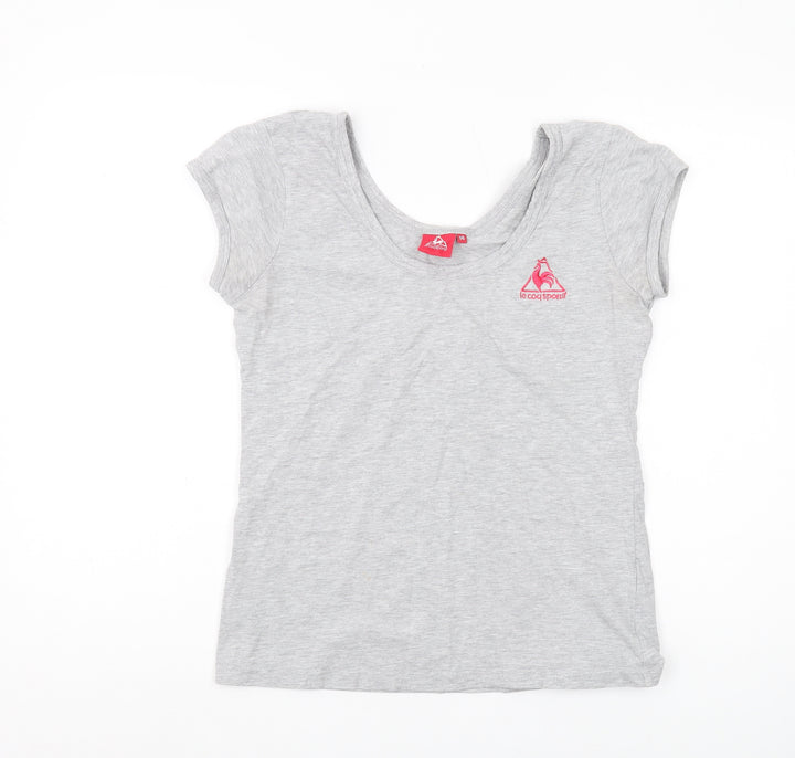 Le Coq Sportif Womens Grey Scoop Neck T-Shirt Size 14
