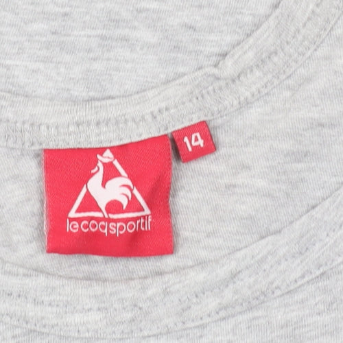Le Coq Sportif Womens Grey Scoop Neck T-Shirt Size 14