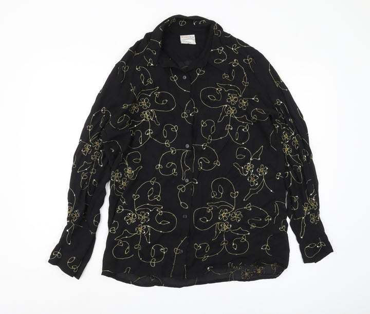 Alexon Women's Black Floral Blouse, Size 14, Elegant