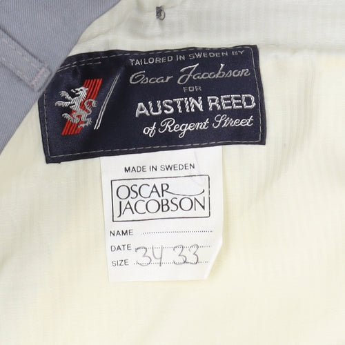 Oscar Jacobson Men's Grey Dress Pants, Size 34, Formal