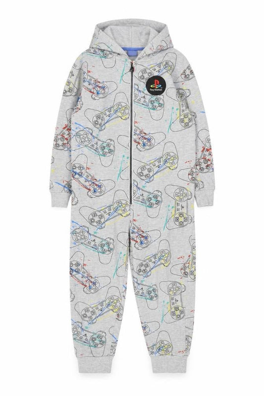 Next Boys Grey PlayStation One Piece, Size 6, Hooded Pyjama