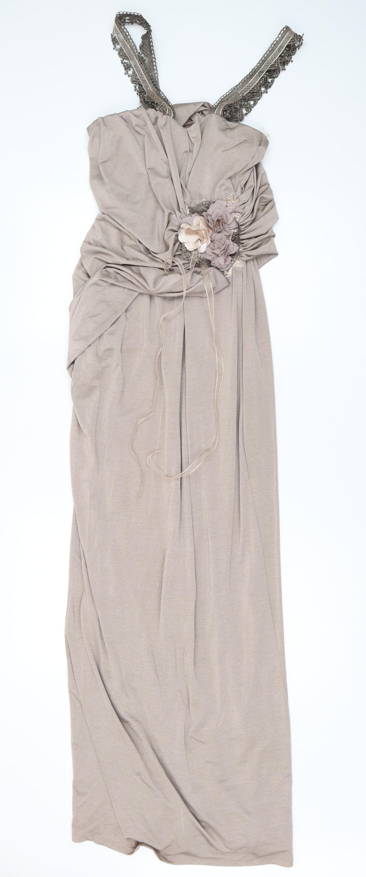 Lipsy Women’s Beige Maxi Dress Size 10 Sleeveless