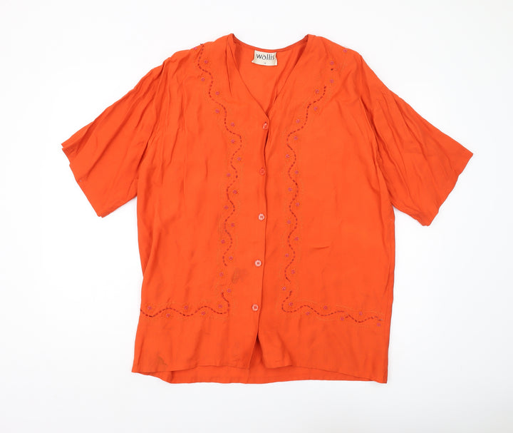 Wallis Women's Orange V-Neck Short Sleeve Top