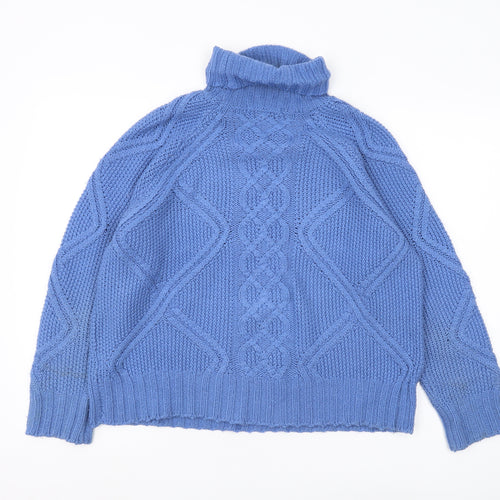 Oasis Unisex Blue Cable-Knit Pullover Jumper M