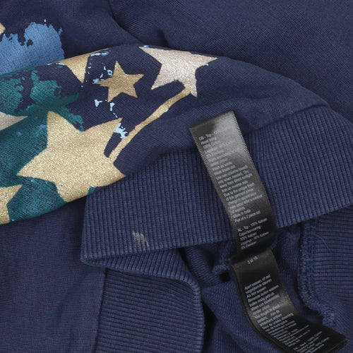 Monsoon Boys Blue Pullover Hoodie, Stars, 5-6 Years, Glitter Accents