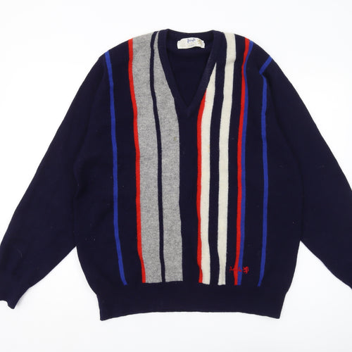 Pringle Men's Multicoloured Wool V-Neck Pullover Jumper - L