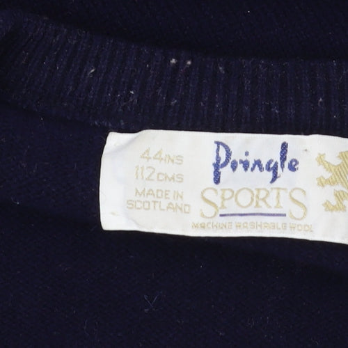 Pringle Men's Multicoloured Wool V-Neck Pullover Jumper - L
