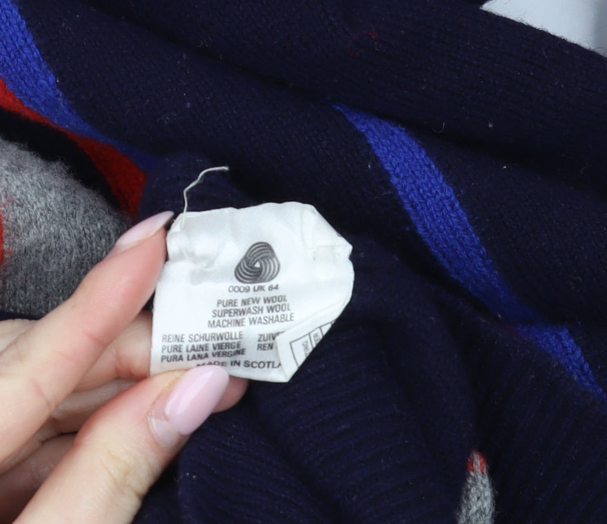 Pringle Men's Multicoloured Wool V-Neck Pullover Jumper - L