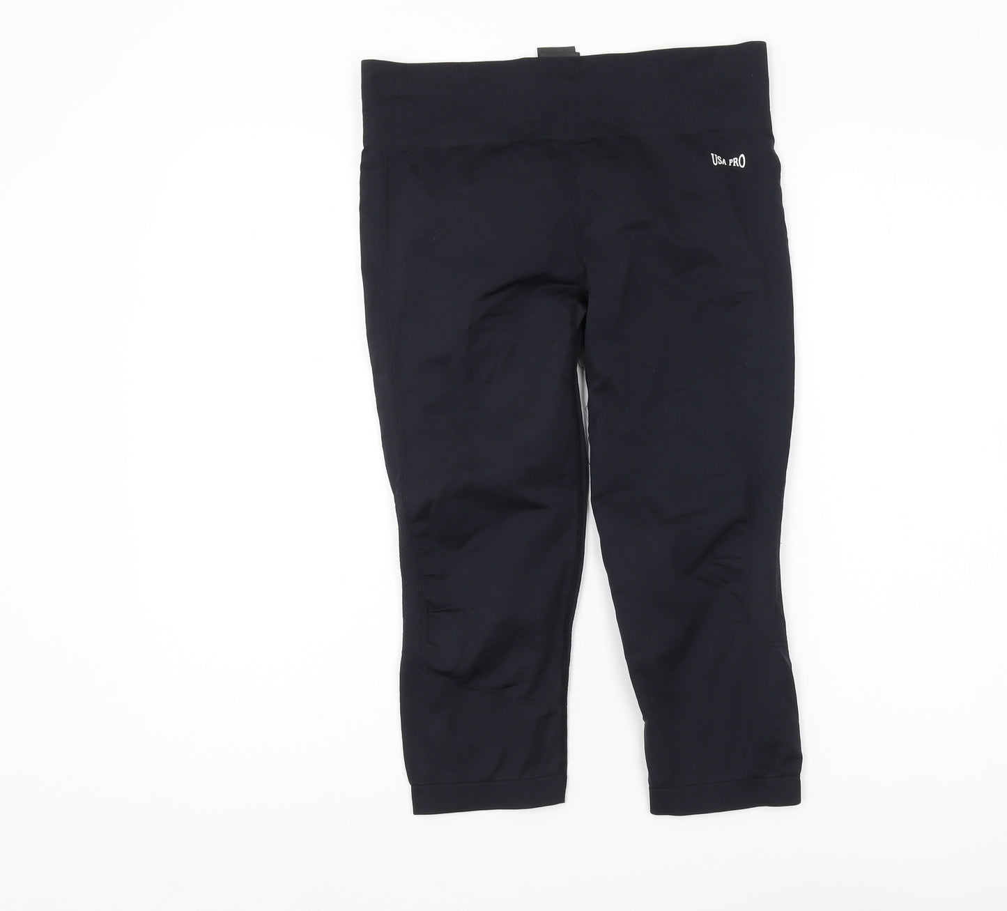 USA Pro Women's Black Capri Leggings Size 12 Elastic Waist