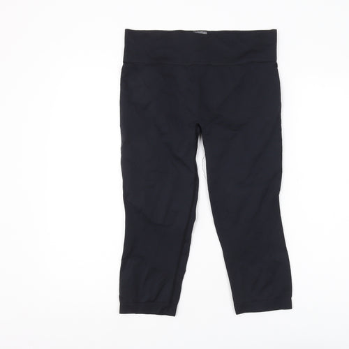 USA Pro Women's Black Capri Leggings Size 12 Elastic Waist