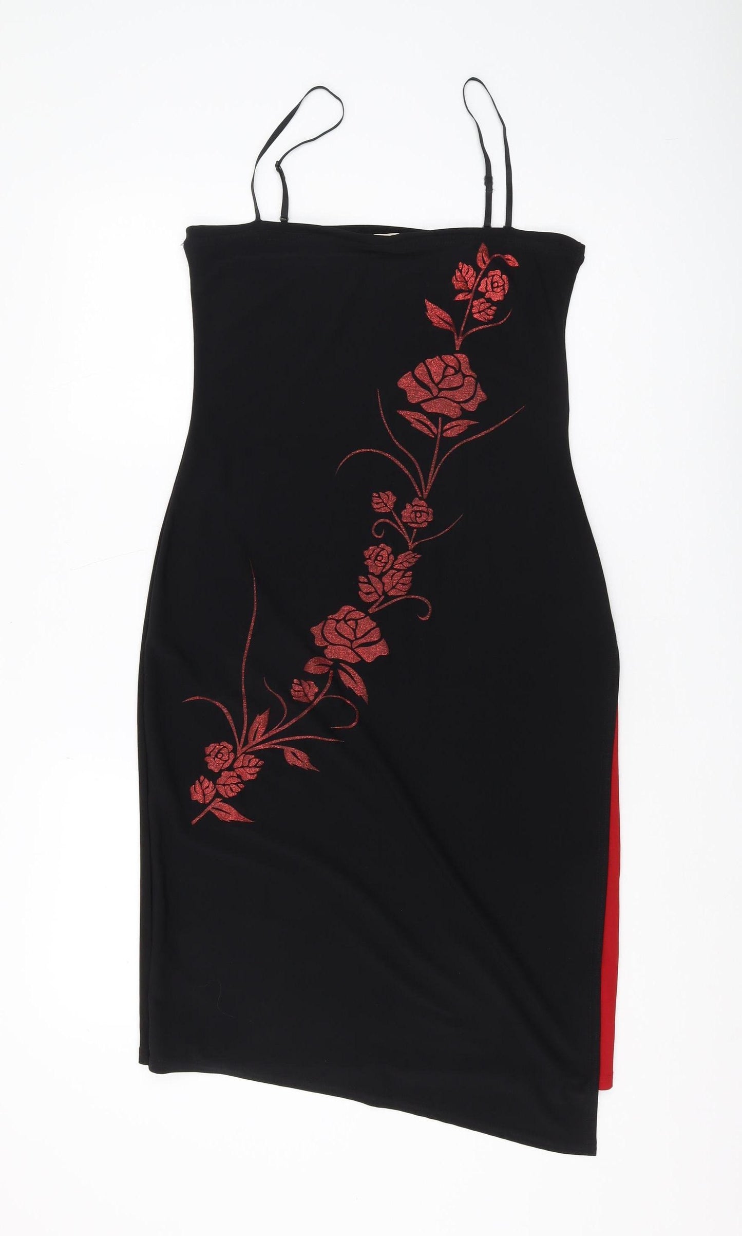 Bay Black Floral Slip Dress, Women, Size 14, Party