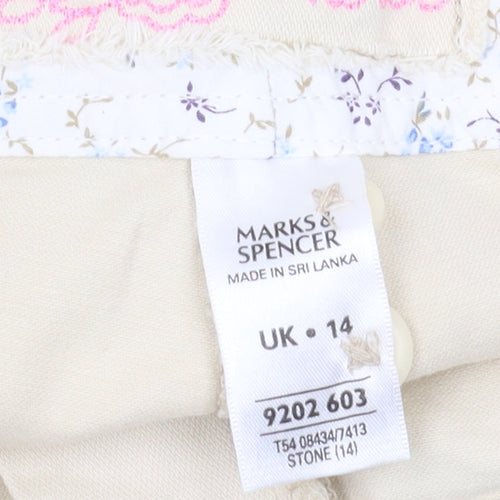 Marks and Spencer Women's Beige Chino Shorts, Size 14