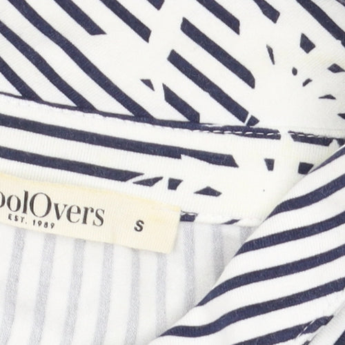 WoolOvers Women's Blue Striped Blouse, S, 3/4 Sleeve