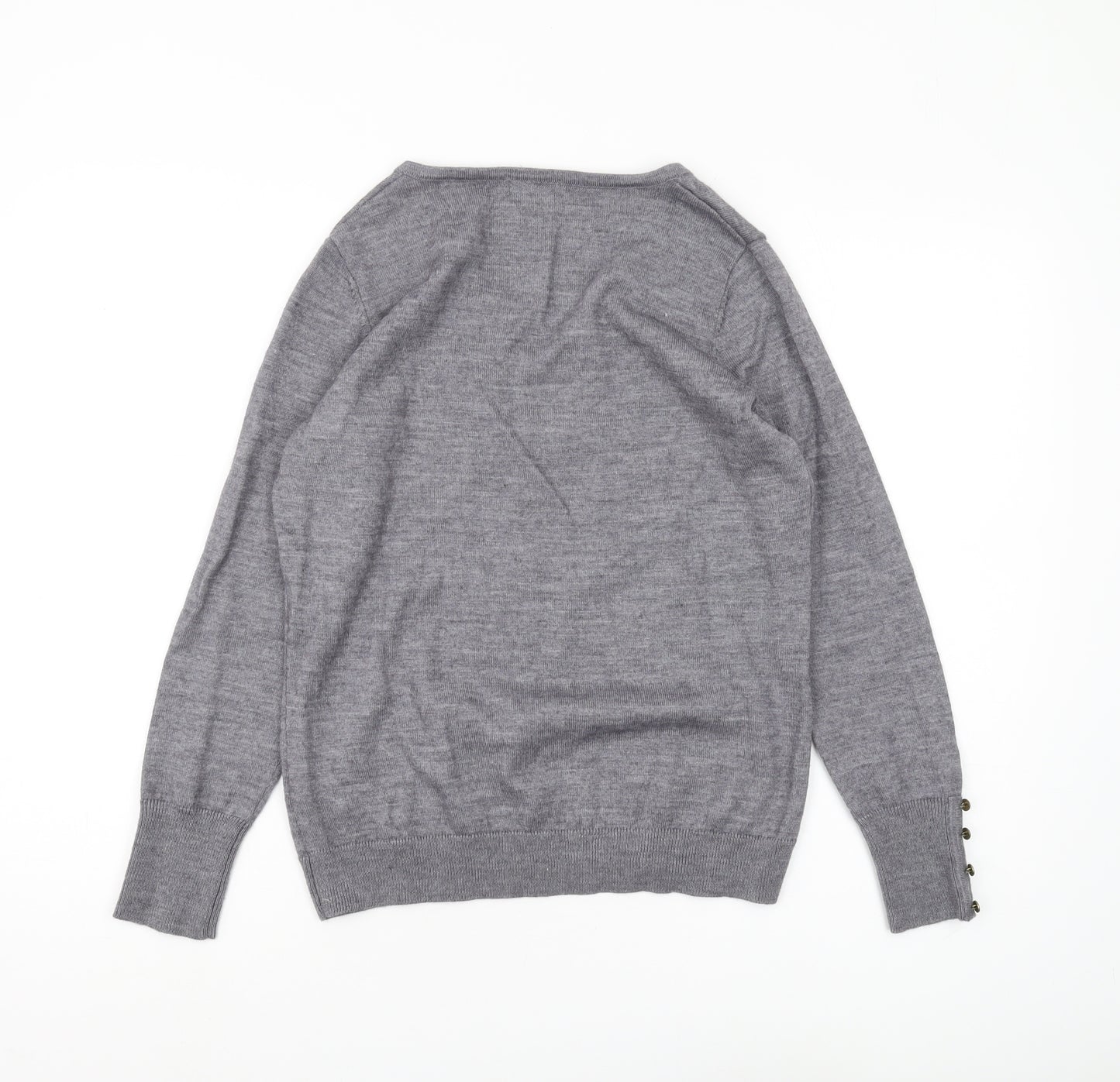 Anne Weyburn Women's Grey V-Neck Pullover Jumper Size 12