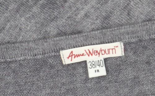 Anne Weyburn Women's Grey V-Neck Pullover Jumper Size 12