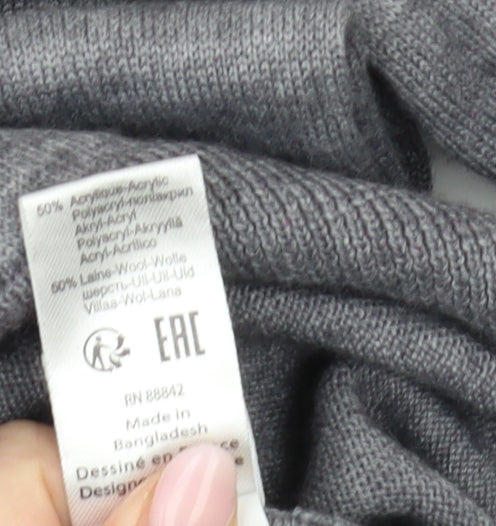 Anne Weyburn Women's Grey V-Neck Pullover Jumper Size 12