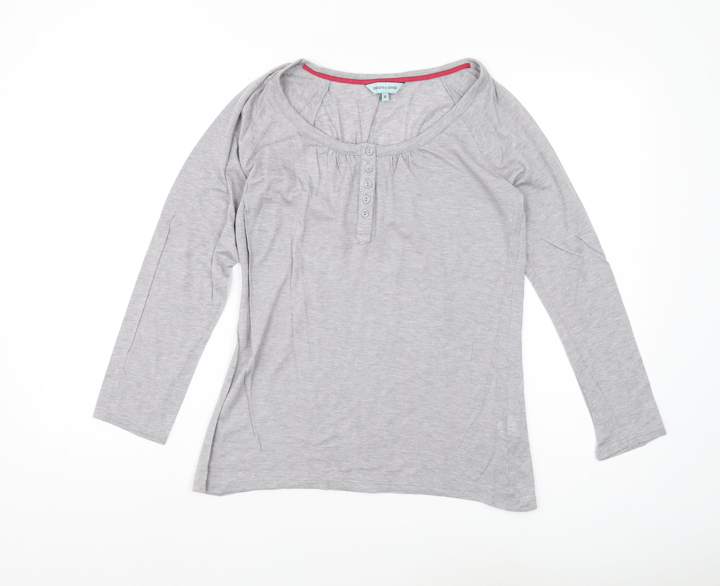 Dickins & Jones Women's Grey Basic Henley T-Shirt M