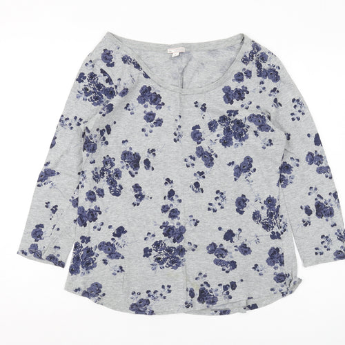 Gap Women's Grey Floral 3/4 Sleeve T-Shirt M