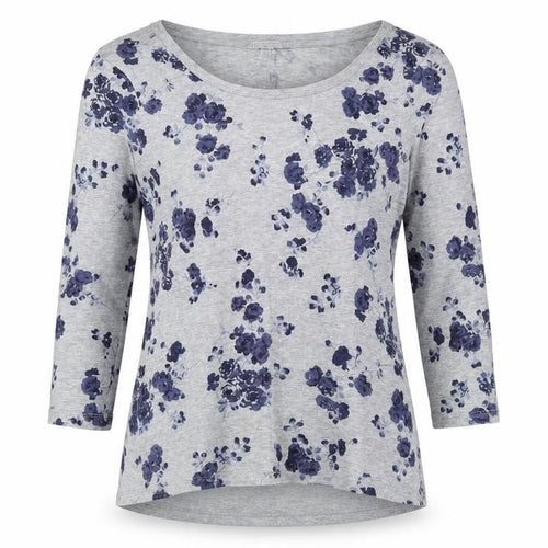 Gap Women's Grey Floral 3/4 Sleeve T-Shirt M
