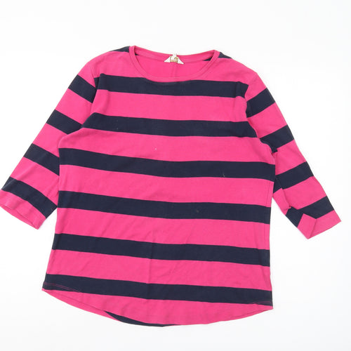 Cotton Traders Women's Striped T-Shirt, Pink/Navy Size 14
