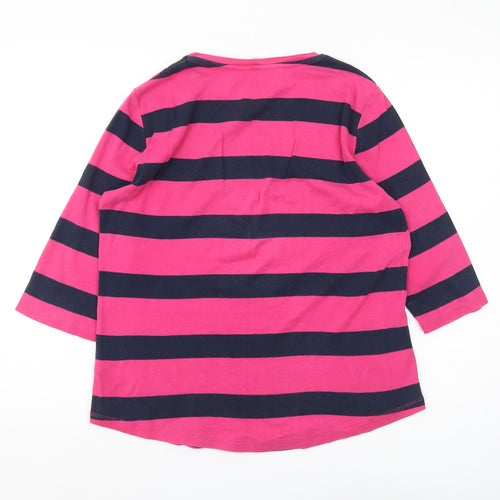 Cotton Traders Women's Striped T-Shirt, Pink/Navy Size 14