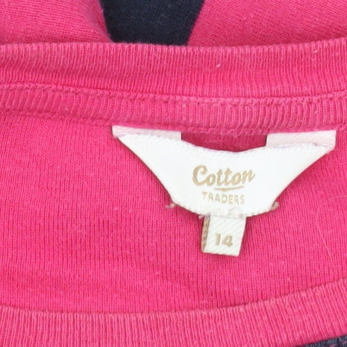 Cotton Traders Women's Striped T-Shirt, Pink/Navy Size 14