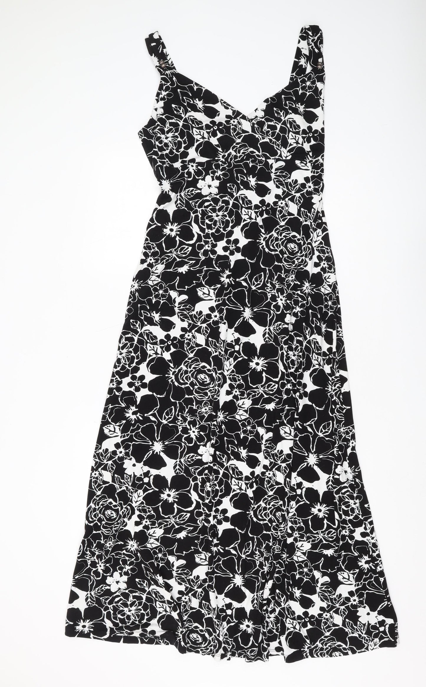 Per Una Women's Black Floral Midi Maxi Dress Size 12