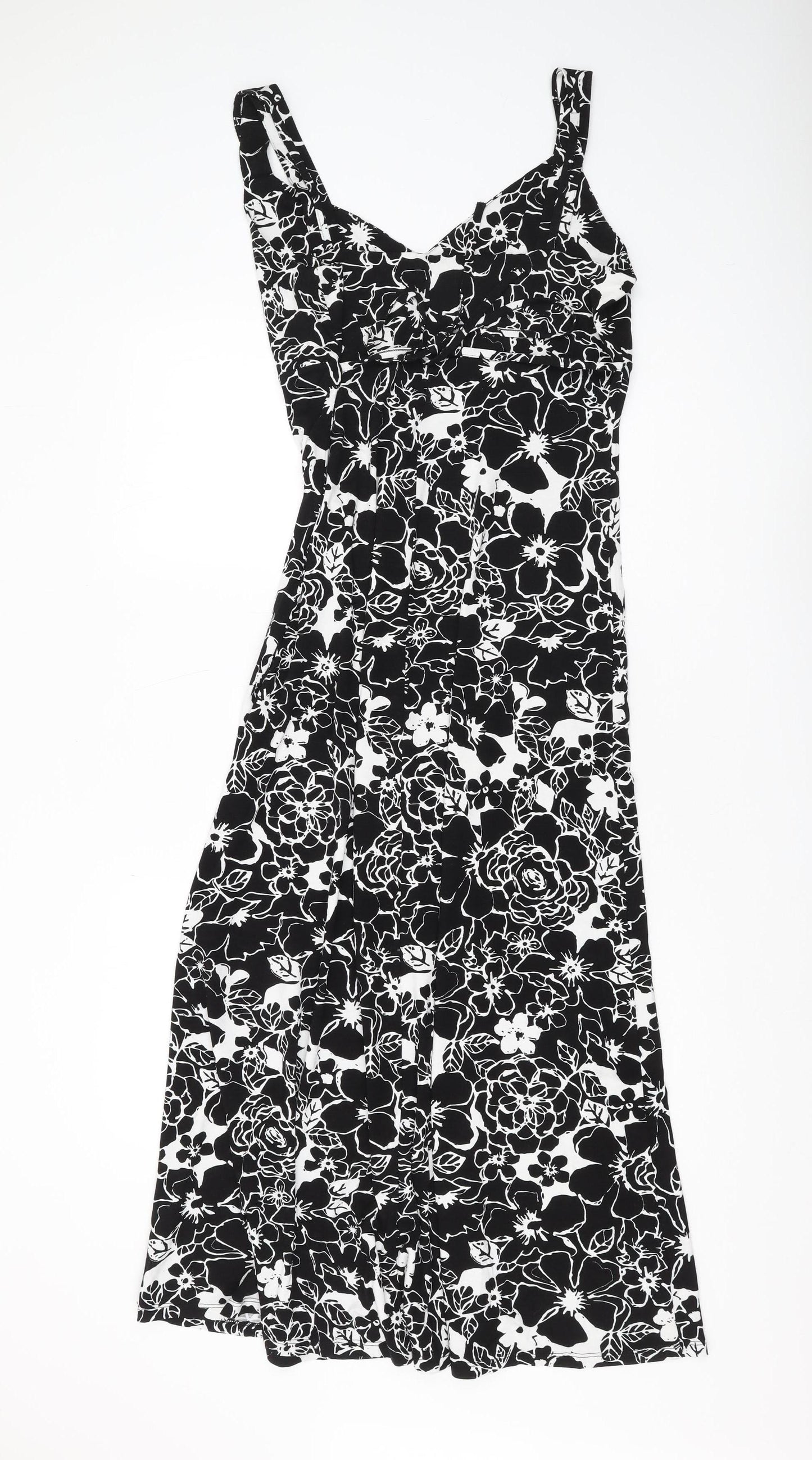 Per Una Women's Black Floral Midi Maxi Dress Size 12