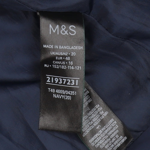 Marks and Spencer Women's Blue Puffer Jacket Size 20