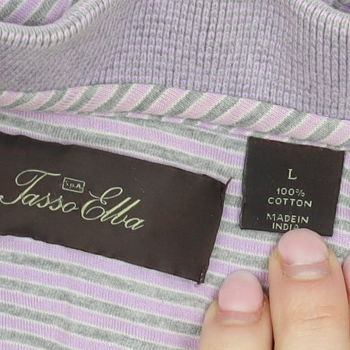 Tasso Elba Men’s L Purple Striped Polo Shirt