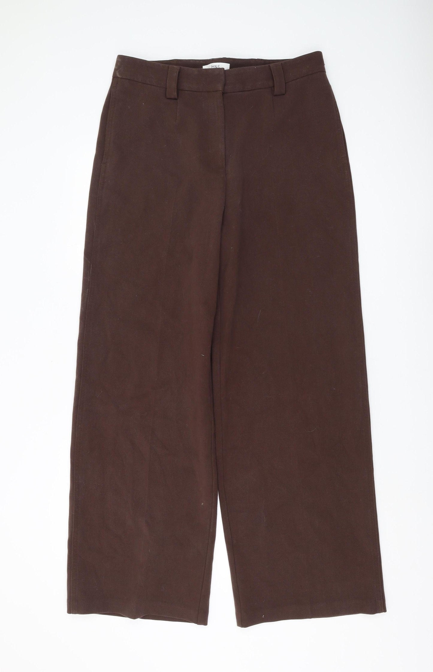 Marks and Spencer Women's Brown Wide-Leg Trousers Size 14