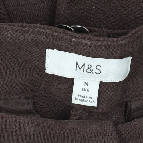 Marks and Spencer Women's Brown Wide-Leg Trousers Size 14
