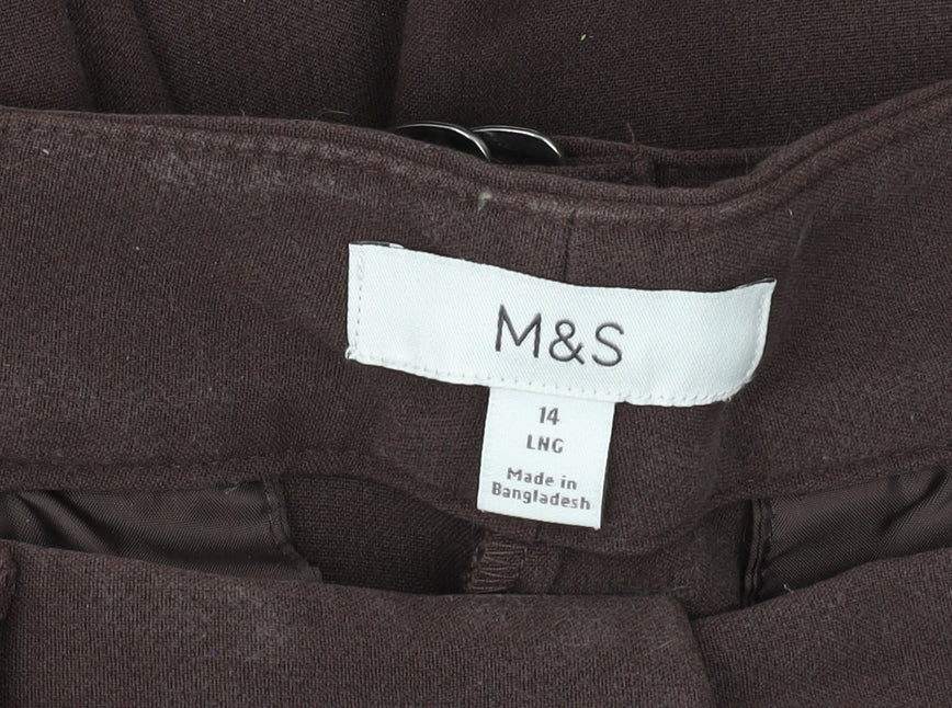 Marks and Spencer Women's Brown Wide-Leg Trousers Size 14