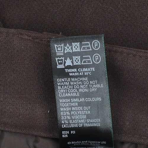 Marks and Spencer Women's Brown Wide-Leg Trousers Size 14
