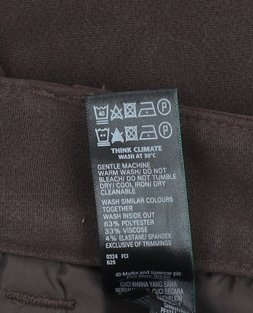 Marks and Spencer Women's Brown Wide-Leg Trousers Size 14