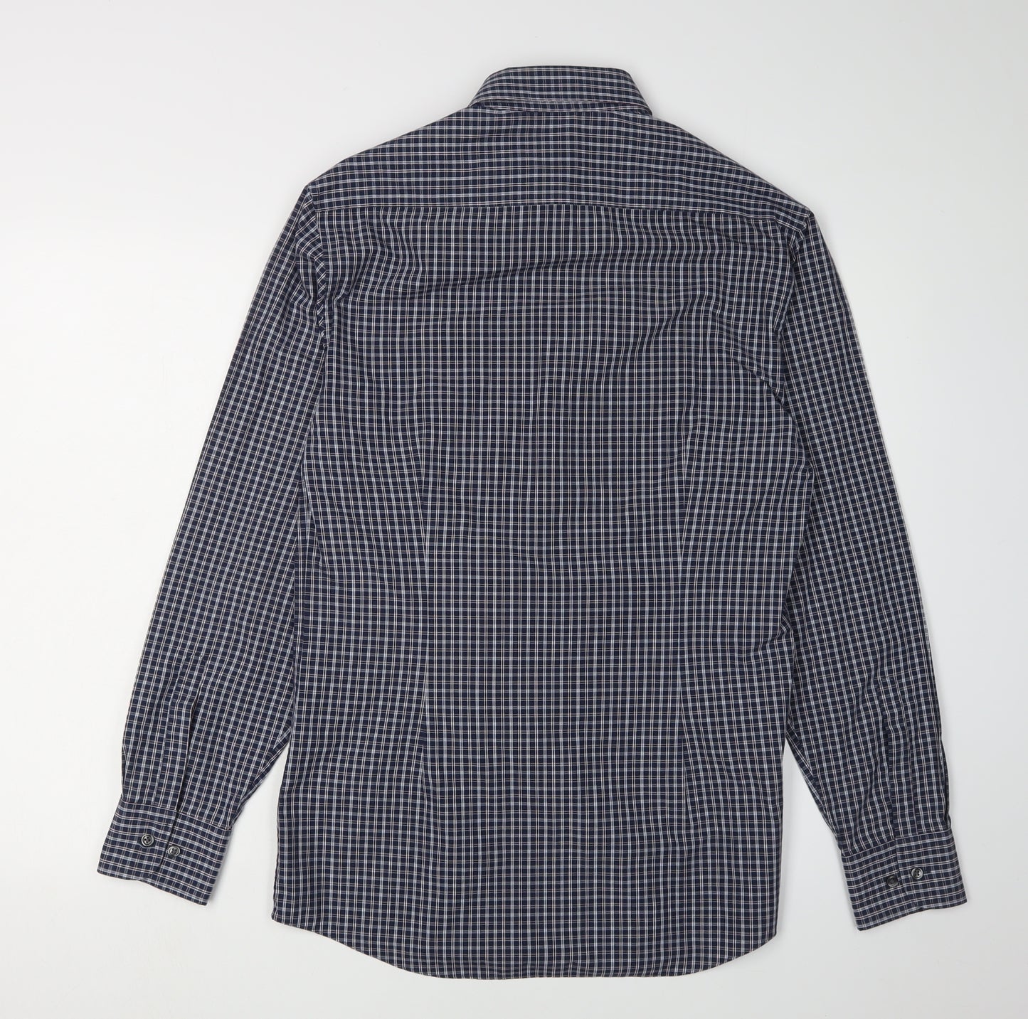 Marks and Spencer Men's Blue Check Button-Up Shirt 15