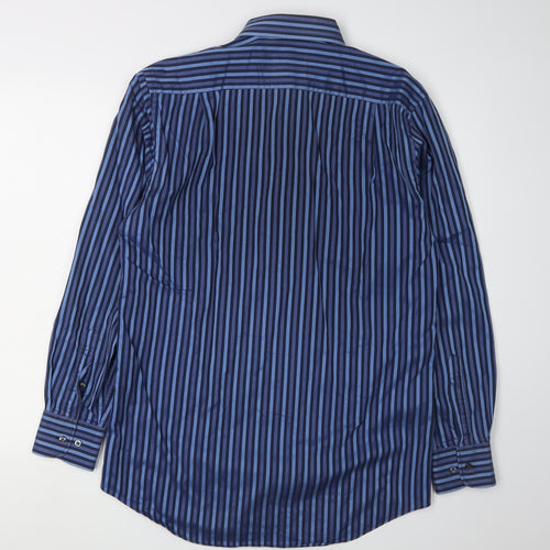 Thomas Nash Men's Blue Striped Button-Up Shirt 15.5