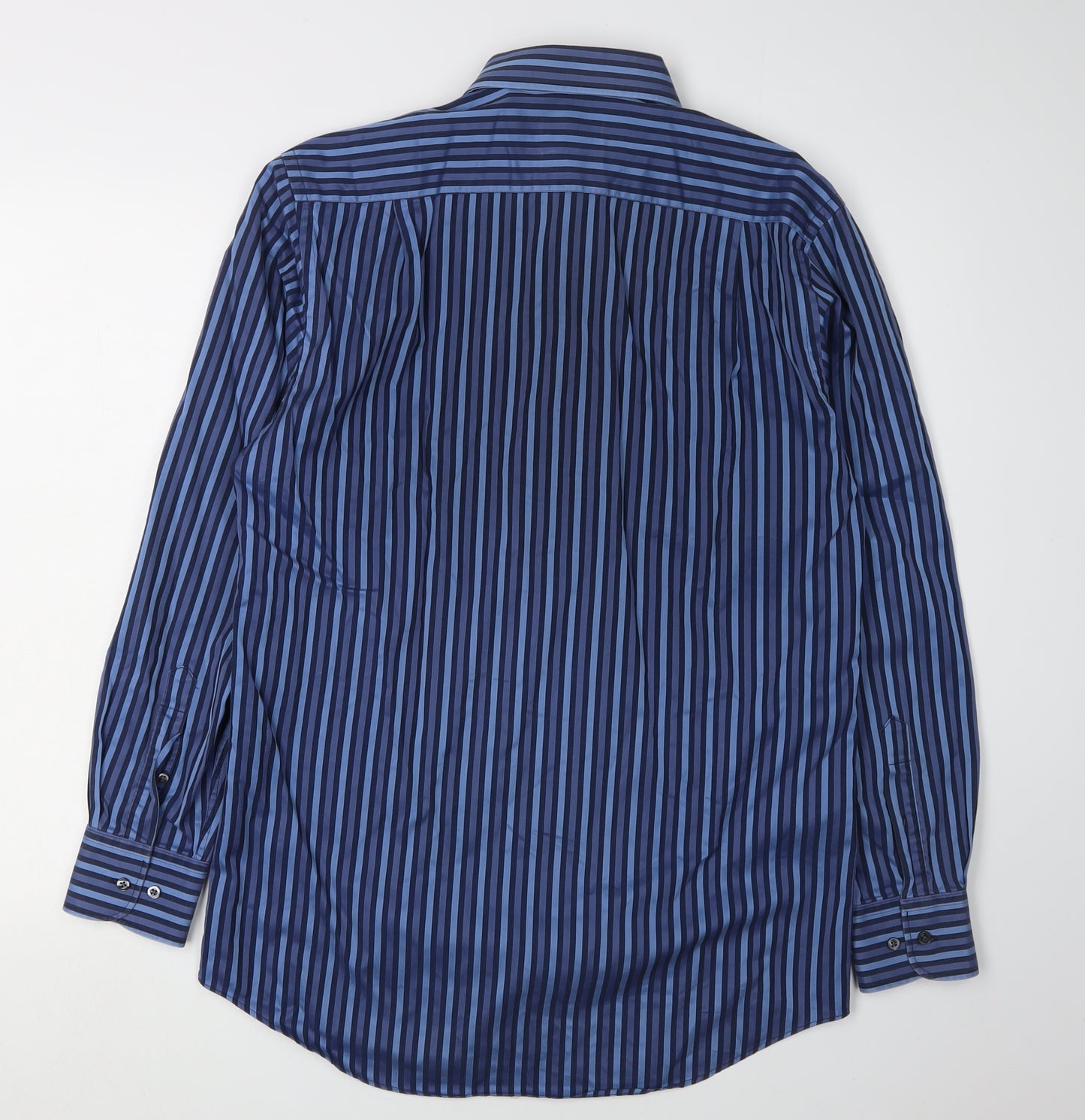 Thomas Nash Men's Blue Striped Button-Up Shirt 15.5