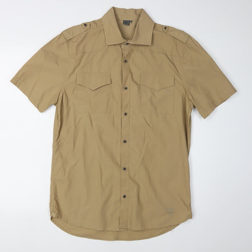 Firetrap Men's Beige Short Sleeve Shirt M Casual