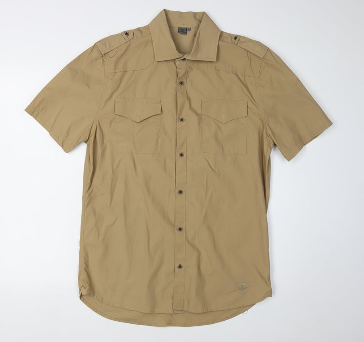 Firetrap Men's Beige Short Sleeve Shirt M Casual