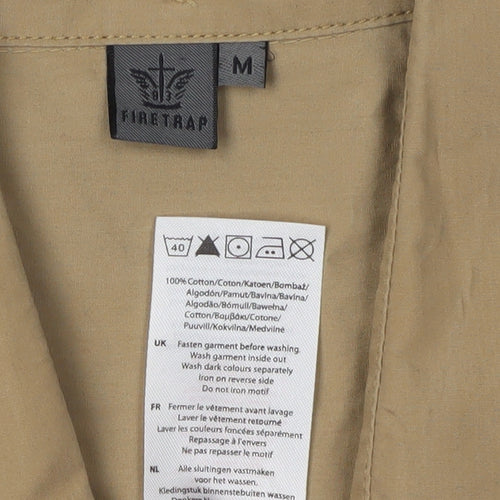 Firetrap Men's Beige Short Sleeve Shirt M Casual