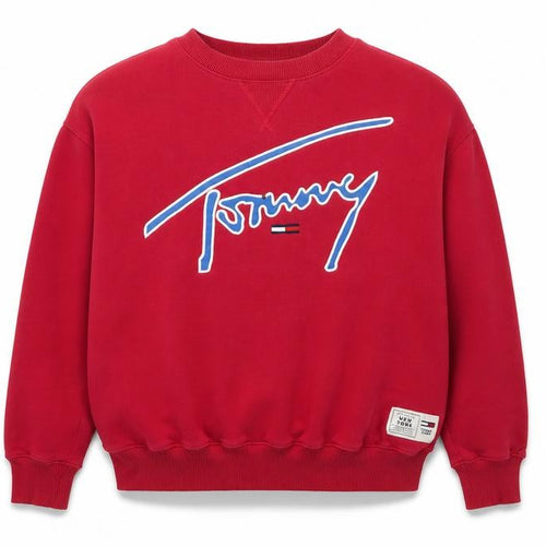 Tommy Jeans Red Unisex Sweatshirt - Size S, Logo Pullover