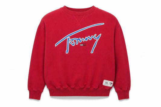 Tommy Jeans Red Unisex Sweatshirt - Size S, Logo Pullover