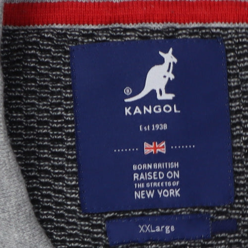 Kangol Men's Grey Long Sleeve Polo Shirt 2XL