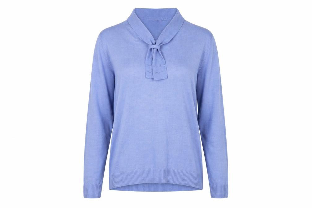 Front view of Honor Millburn Women's Blue Collared Jumper L