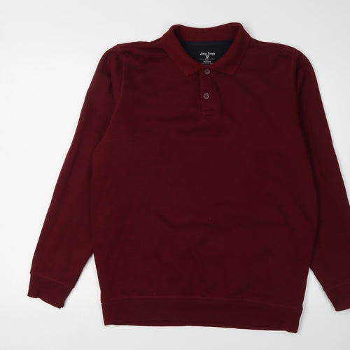 James Pringle Men's Red M Long Sleeve Polo Shirt