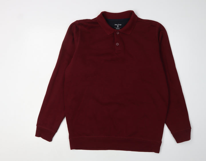 James Pringle Men's Red M Long Sleeve Polo Shirt