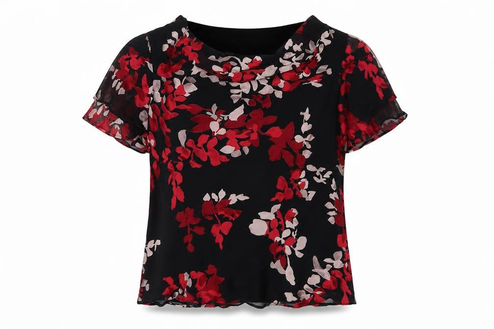 Front view of Jacques Vert Women's Black Floral Blouse, size 14