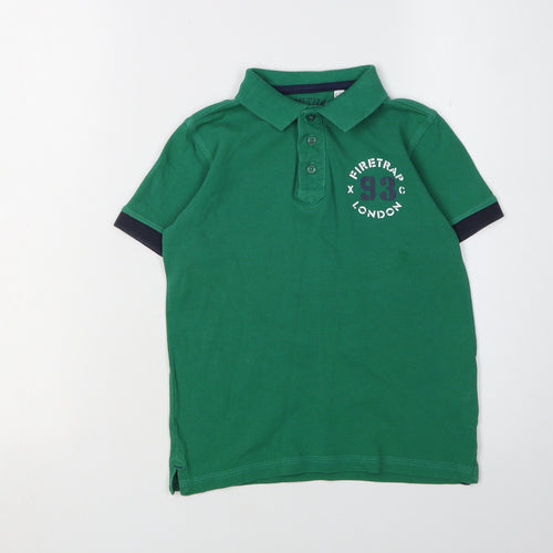 Firetrap Boys Green Polo Shirt 6-7 Years Short Sleeve