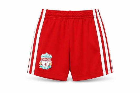 Front view of Adidas Red unisex baby sports shorts 18-24m